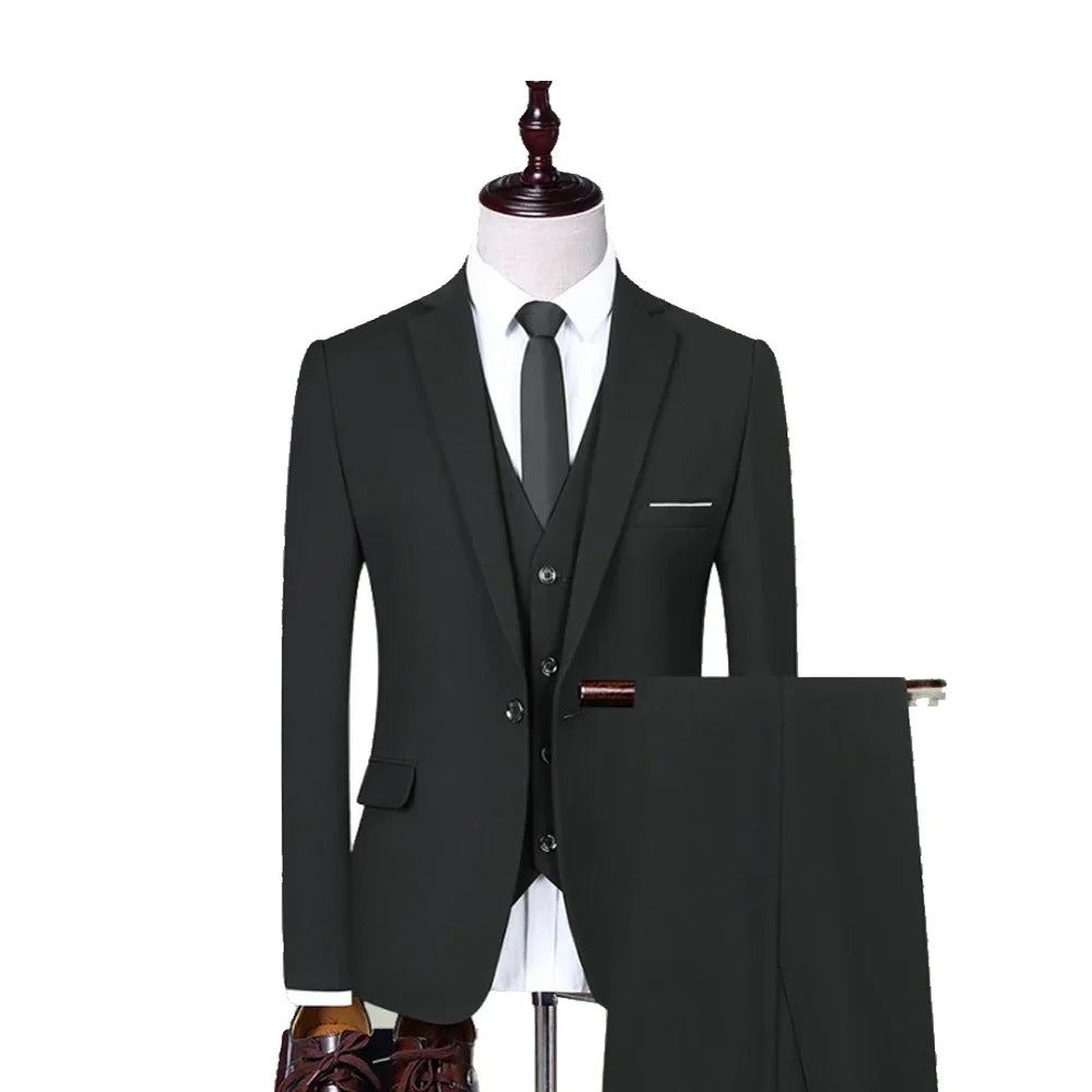 Men Suits Wedding Elegant 3 Pieces Groom's 2 Set High Quality 2024 Blazers Jackets Vest Pants Party Luxury Formal Clothing