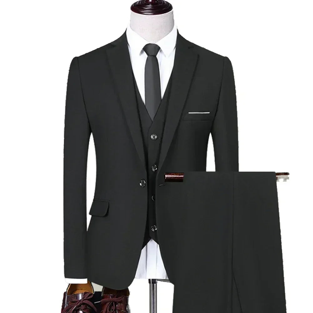 Men Suits Wedding Elegant 3 Pieces Groom's 2 Set High Quality 2024 Blazers Jackets Vest Pants Party Luxury Formal Clothing