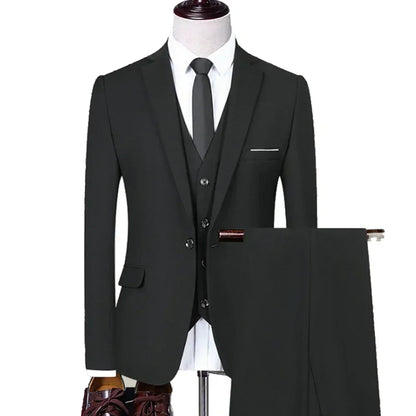 Men Suits Wedding Elegant 3 Pieces Groom's 2 Set High Quality 2024 Blazers Jackets Vest Pants Party Luxury Formal Clothing
