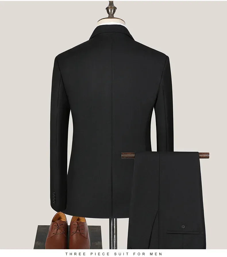Men Suits Wedding Elegant 3 Pieces Groom's 2 Set High Quality 2024 Blazers Jackets Vest Pants Party Luxury Formal Clothing