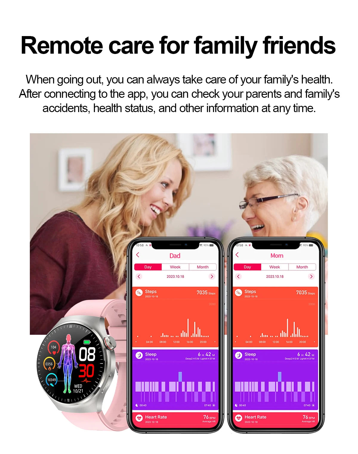 2024 New Medical Grade Smart Watch Blood Sugar Blood Lipid Uric Acid ECG+PPG Body Temperature Bluetooth Call Health Smartwatch