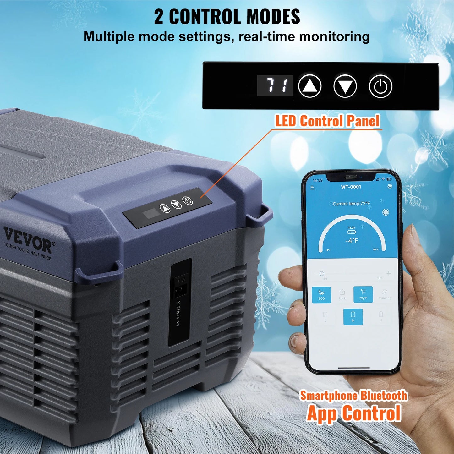 VEVOR 9L Car Refrigerator, 12V Car Fridge,Single Zone Portable Freezer,-4℉-68℉ Range,12/24V DC and 100-240V AC Compressor Cooler
