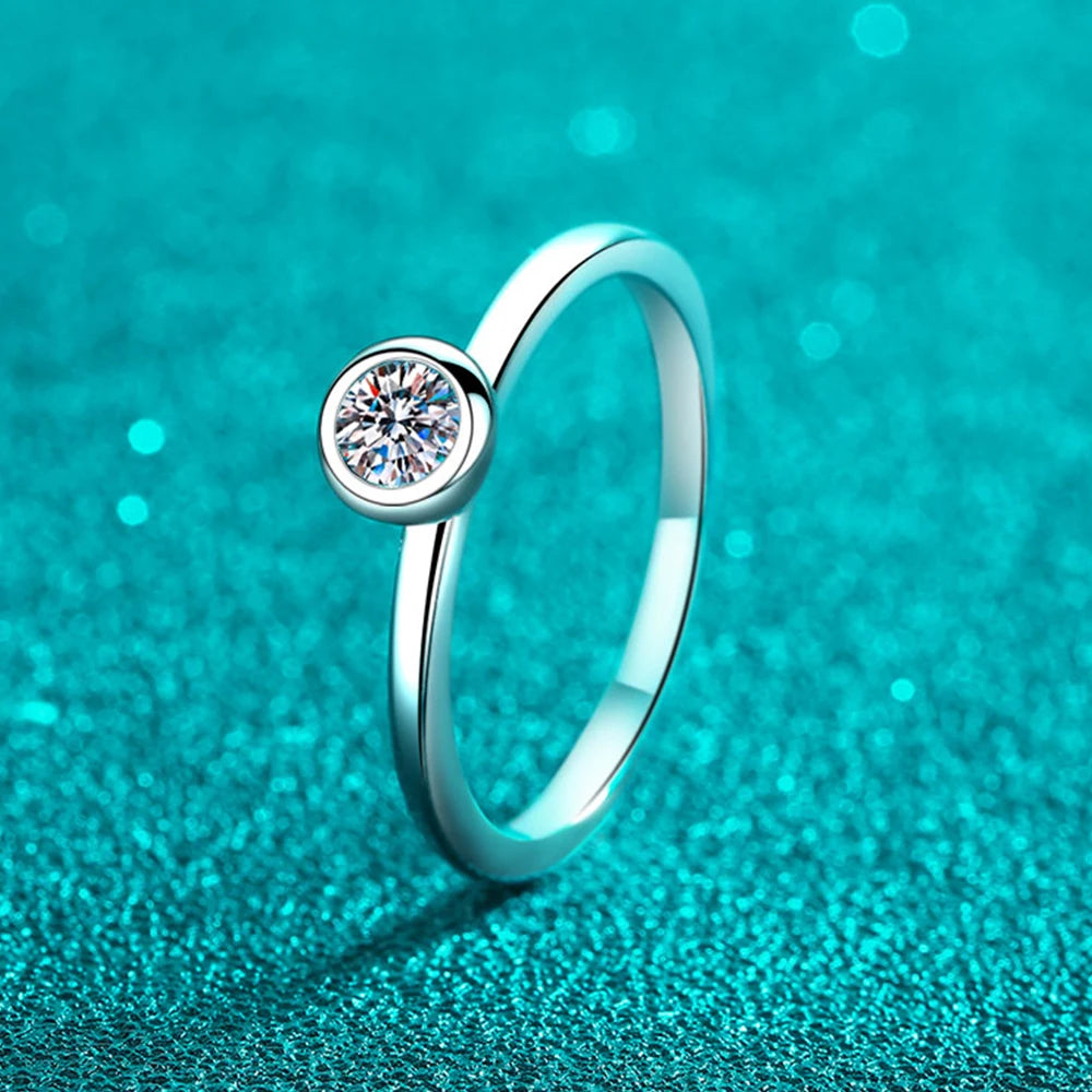 KNOBSPIN D VVS1 Moissanite Rings Round Classic Trendy Women Man Fine Jewelry GRA Certified s925 Sterling Sliver Plated 18k Ring