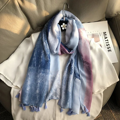 Fashion Black White Branch Floral Tassel Viscose Shawl Scarf Lady High Quality Wrap Pashmina Stole Bufanda Muslim Hijab 180*90Cm