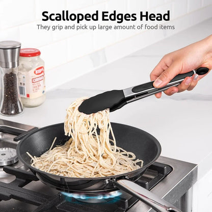 Silicone BBQ Grilling Tongs Kitchen Cooking Salad Bread Serving Tong Non-Stick Barbecue Clip Clamp Stainless Steel Tools Gadgets