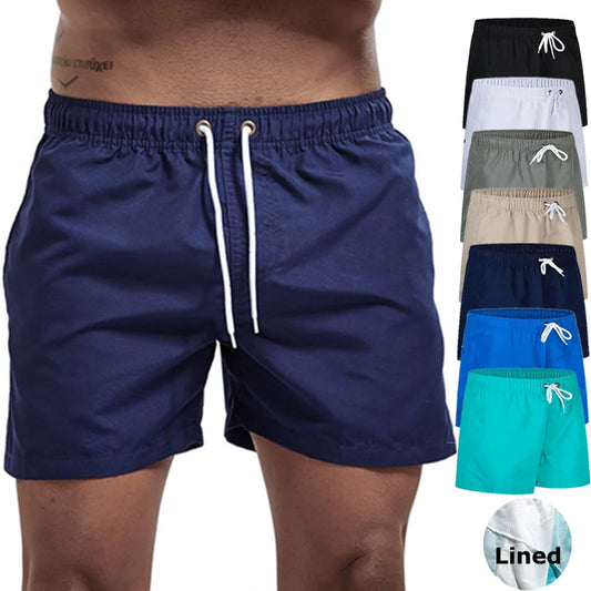 Mens Swim Trunks with Pockets Mesh Liner Summer Casual Beach Board Shorts Quick Dry Swimming Bathing Suit Swimsuit Swimwear