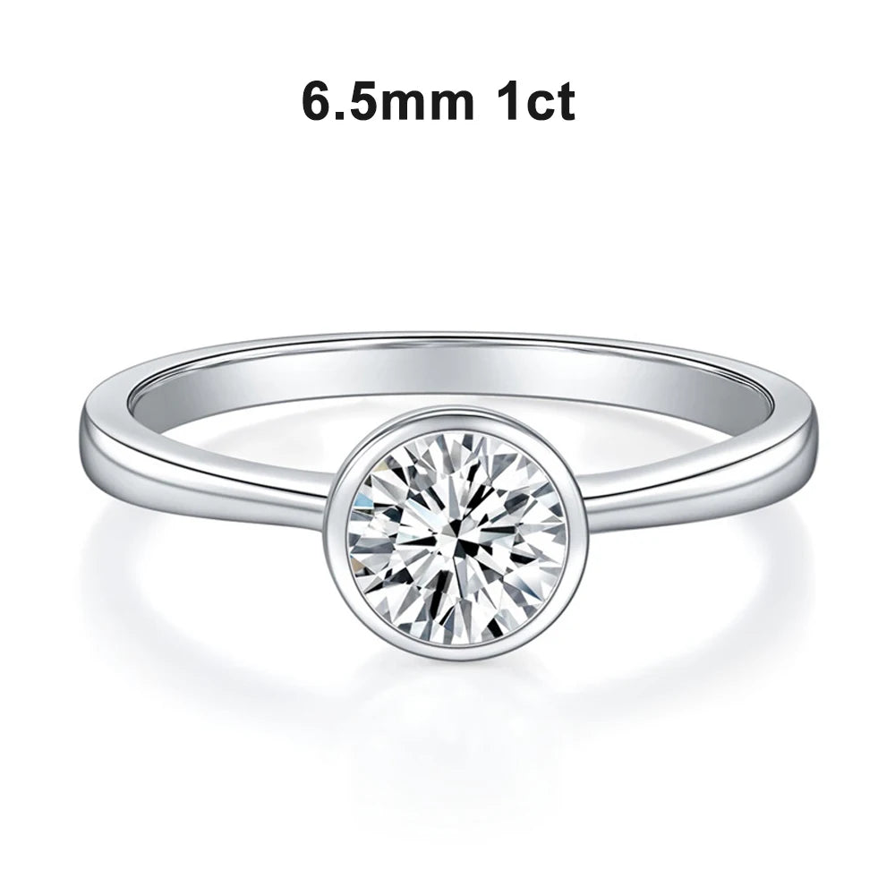 KNOBSPIN D VVS1 Moissanite Rings Round Classic Trendy Women Man Fine Jewelry GRA Certified s925 Sterling Sliver Plated 18k Ring