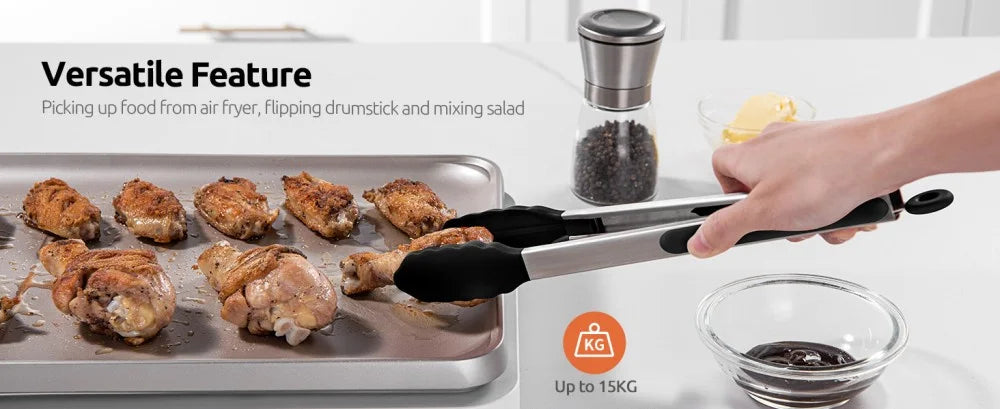 Silicone BBQ Grilling Tongs Kitchen Cooking Salad Bread Serving Tong Non-Stick Barbecue Clip Clamp Stainless Steel Tools Gadgets