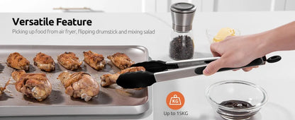 Silicone BBQ Grilling Tongs Kitchen Cooking Salad Bread Serving Tong Non-Stick Barbecue Clip Clamp Stainless Steel Tools Gadgets