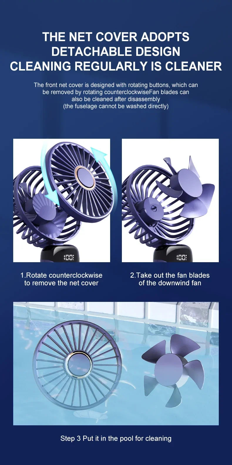 Handheld Mini Fan 3000mAh Foldable Portable Desk Outdoor Neck Hanging 5 Speed USB Rechargeable Fan Phone Stand Display Screen