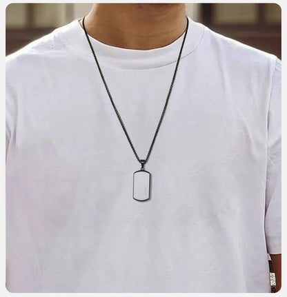 Vnox Stylish Black Dog Tag Necklaces for Men Women with Cubic Zirconia Stone, Stainless Steel Square Pendant Collar Gift