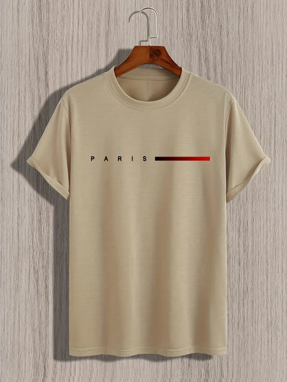Men's summer loose creative letter printing casual slim round neck short sleeve T-shirt top