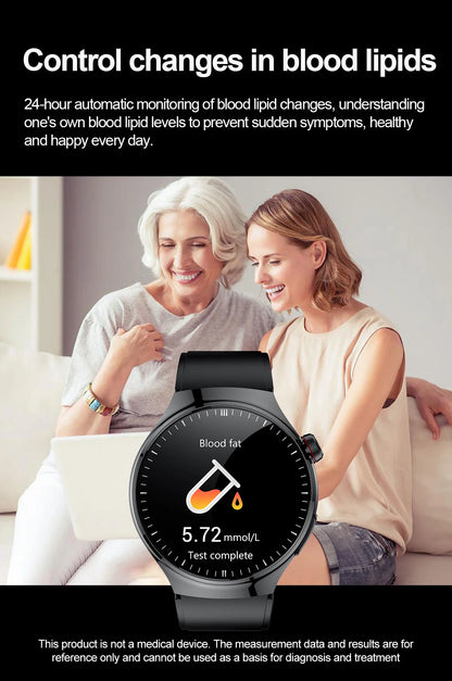 2024 New Medical Grade Smart Watch Blood Sugar Blood Lipid Uric Acid ECG+PPG Body Temperature Bluetooth Call Health Smartwatch