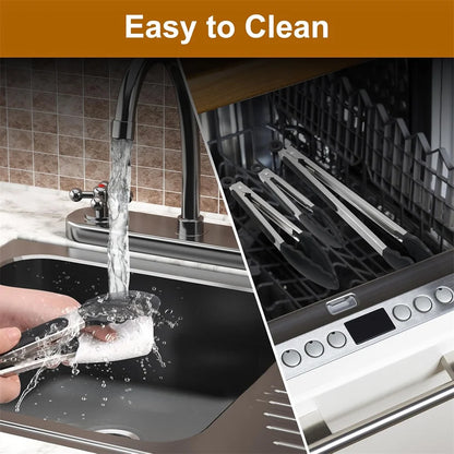 Silicone BBQ Grilling Tongs Kitchen Cooking Salad Bread Serving Tong Non-Stick Barbecue Clip Clamp Stainless Steel Tools Gadgets