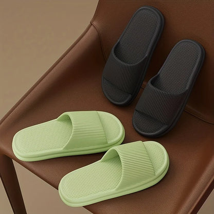 New Men's Solid EVA Slides, Non Slip Quick-drying Open Toe Slippers For Indoor Walking And Bathroom Shower men slippers shoes