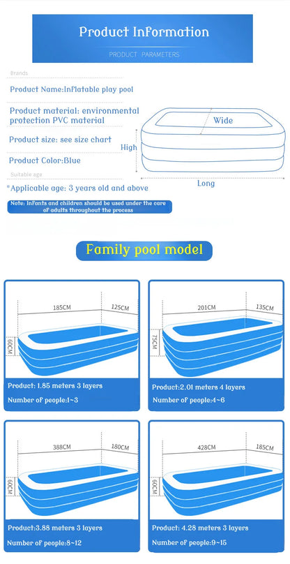 Home large inflatable swimming pool folding thickened outdoor pool baby inflatable swimming pool