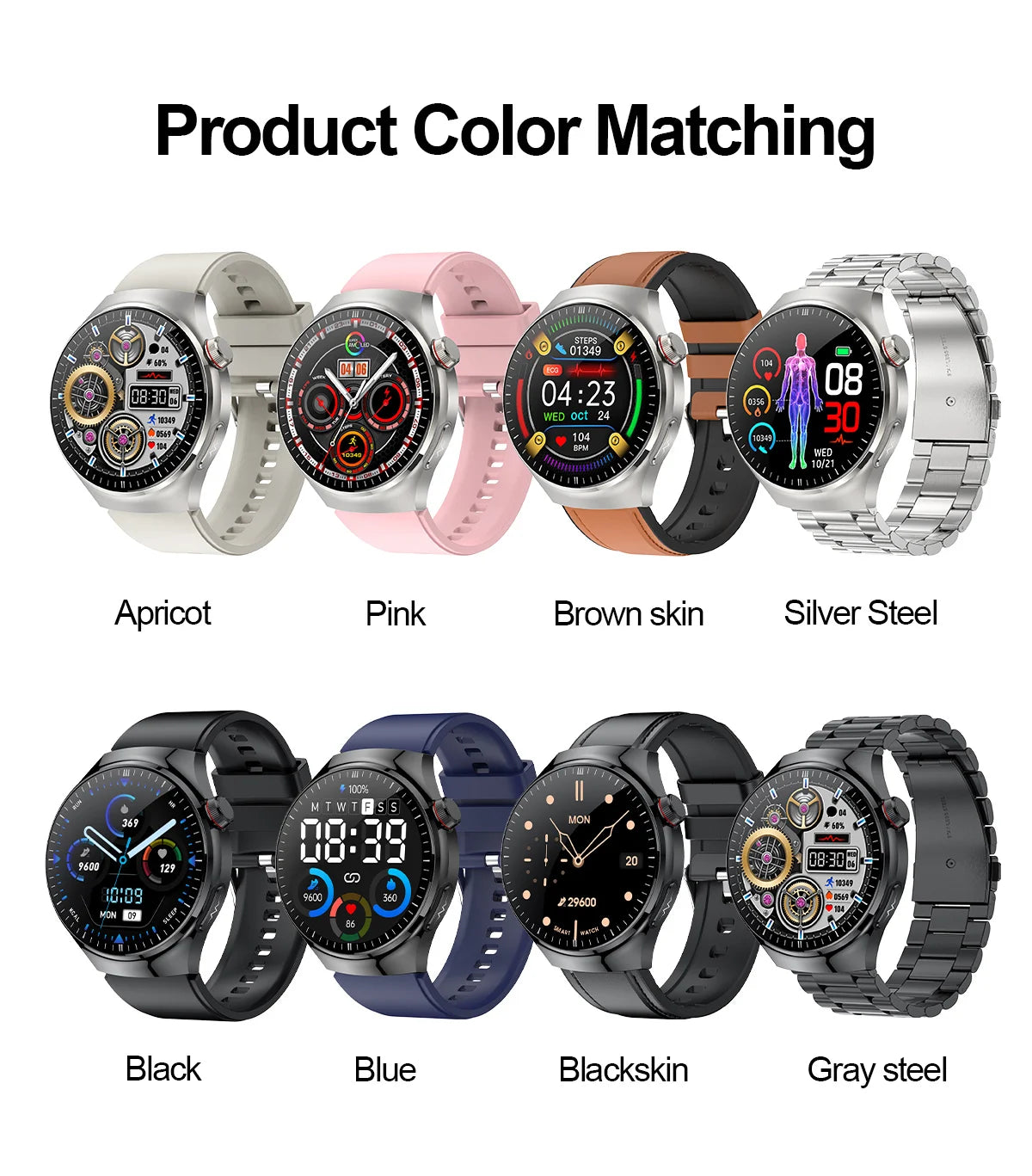 2024 New Medical Grade Smart Watch Blood Sugar Blood Lipid Uric Acid ECG+PPG Body Temperature Bluetooth Call Health Smartwatch
