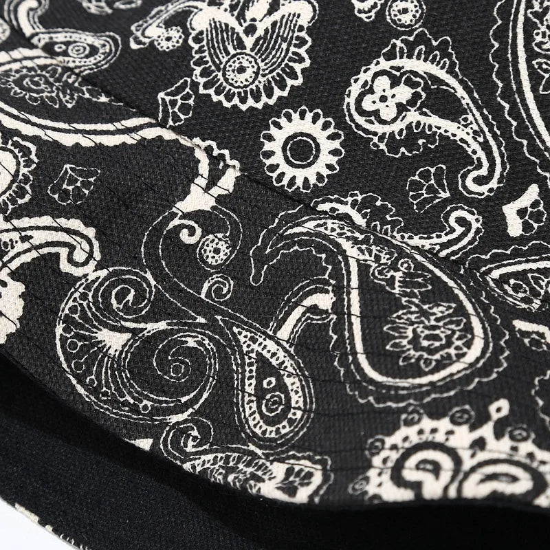 Vintage Print Bucket Hat Women Men Reversible Bob Chapeau Femme Fashion Sun Hat Panama Fisherman Hat