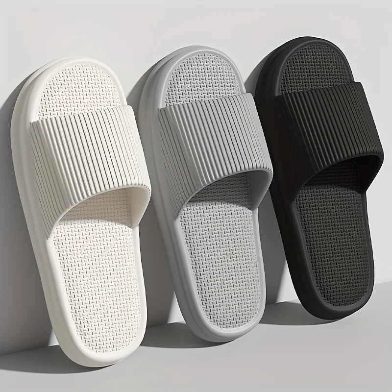 New Men's Solid EVA Slides, Non Slip Quick-drying Open Toe Slippers For Indoor Walking And Bathroom Shower men slippers shoes
