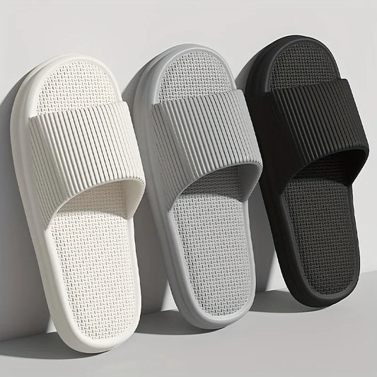 New Men's Solid EVA Slides, Non Slip Quick-drying Open Toe Slippers For Indoor Walking And Bathroom Shower men slippers shoes