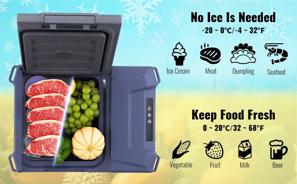 VEVOR 9L Car Refrigerator, 12V Car Fridge,Single Zone Portable Freezer,-4℉-68℉ Range,12/24V DC and 100-240V AC Compressor Cooler